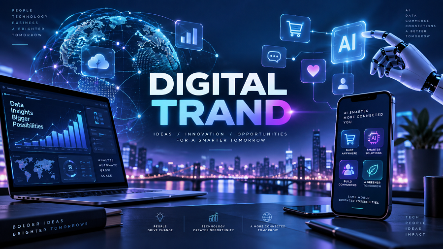 Futuristic Digital Trends Workspace