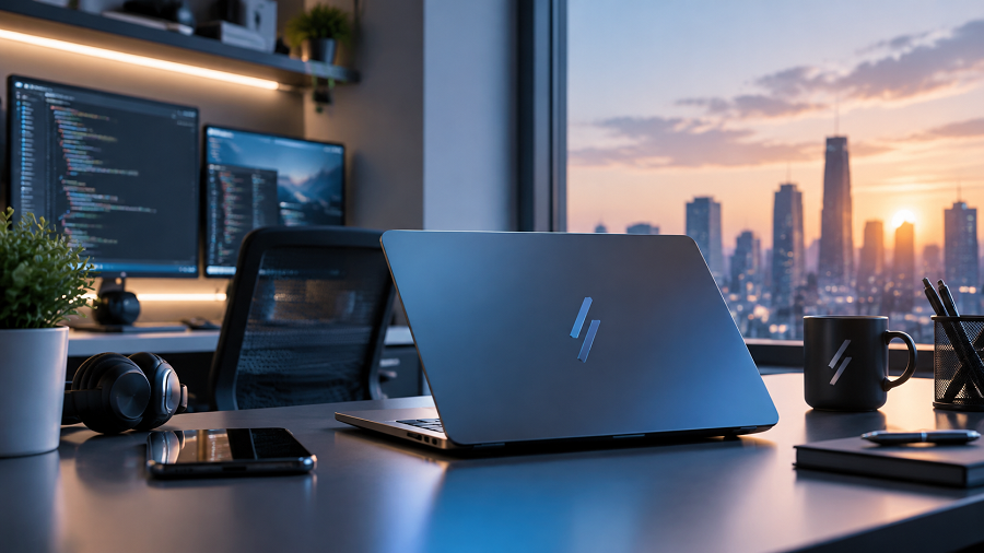 Sleek Tech Workspace at Sunset